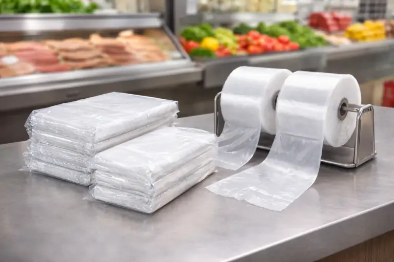 Bolsas plásticas en paquetes y rollos precorte para uso comercial y autoservicio