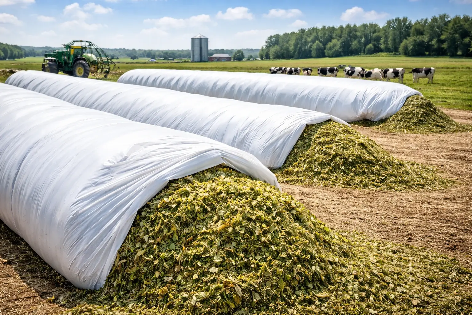 Bolsas para silo utilizadas en ensilaje agrícola y ganadero en Colombia.
